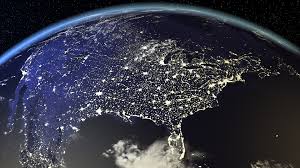 Top of a globe from space with North America illuminated, signifying the expansion of Antea's asset integrity solutions into North America.