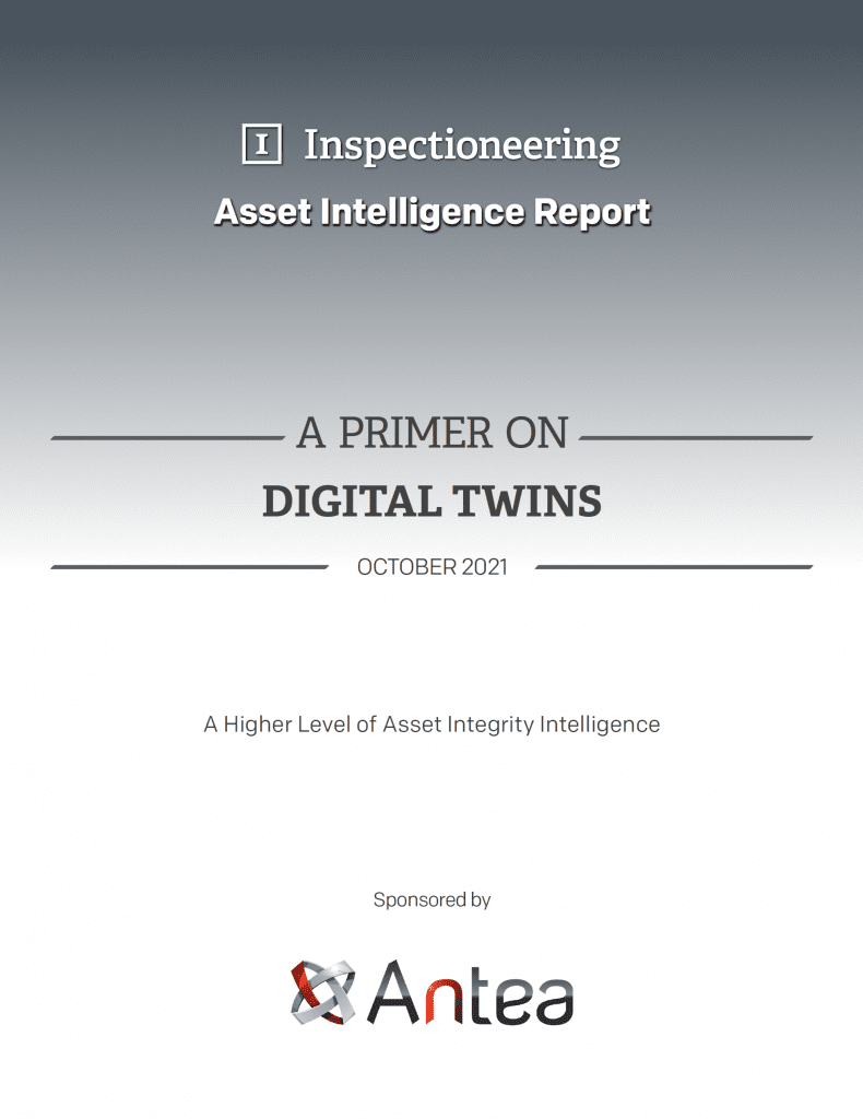 Front cover for Inspectioneering eBook A Primer on Digital Twins by Antea