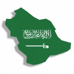 Graphic of a Saudi Arabian flag cutout to the shape of Saudi Arabia's presence on a global map, indicating Antea's presence as a provider of asset integrity management, risk based inspection, and inspection data management systems to the area.
