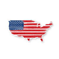 Graphic of the USA flag cutout to the shape of USA's presence on a map, indicating Antea's Houston Texas office in the region for local delivery of risk based asset integrity management services and software with RBI, IDMS and digital twin.