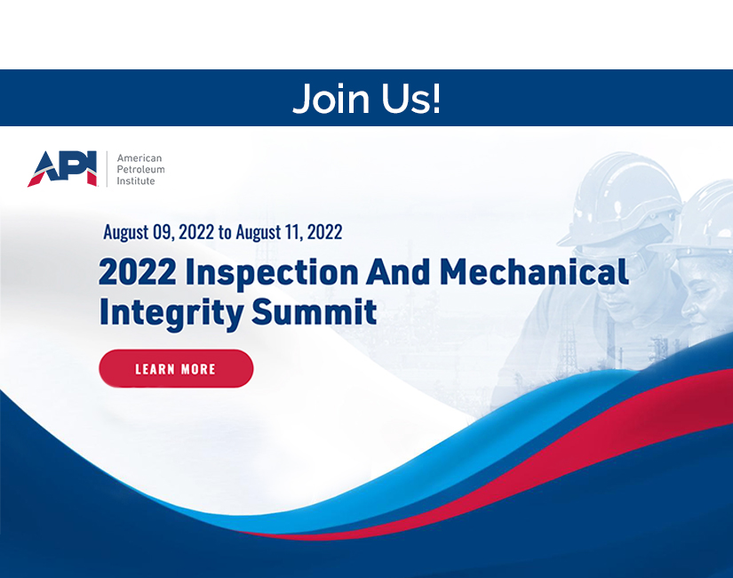Event banner for 2022 API Inspection and Mechanical Integrity Summit