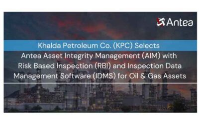 Banner with Antea logo and text overlaid onto background image of oil & gas refinery: Khalda Petroleum Co Selects Antea Asset Integrity Management (AIM) with Risk Based Inspection (RBI) and Inspection Data Management (IDMS) for Oil & Gas Assets