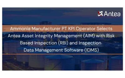 Banner with text: Ammonia Manufacturer PT KPI Operator Selects Antea Asset Integrity Management (AIM) with Risk Based Inspection (RBI) and Inspection Data Management Software (IDMS)