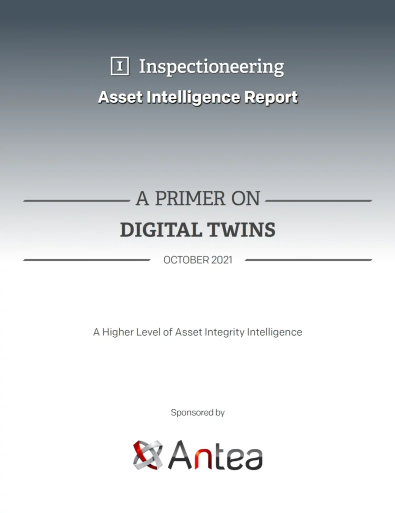 Front cover for Inspectioneering eBook A Primer on Digital Twins by Antea